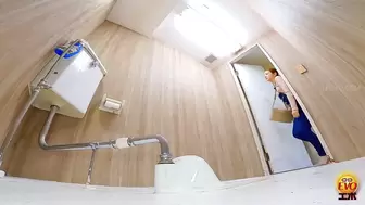 EE-775 02 Public toilet hidden camera: women jumping inside the toilet and popping the cork of urine champagne. VOL. 2