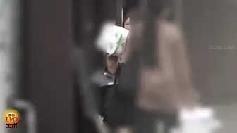 EE-775 05 Public toilet hidden camera: women jumping inside the toilet and popping the cork of urine champagne. VOL. 2