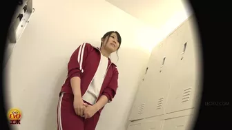 EE-582 05 On the verge of wetting: school girls in gym clothes peeing after reaching their holding limit, , DesperVids