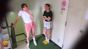 EE-582 06 On the verge of wetting: school girls in gym clothes peeing after reaching their holding limit