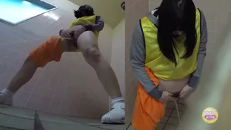SL-082 02 Schoolgirls club activities Leaking or urinating in front of a sealed toilet, , PissRIP SL-082 02 Schoolgirls club activities Leaking or urinating in front of a sealed toilet, , PissRIP