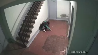 Russian teen peeing in stairwell, Voyeur Collection, PissRIP