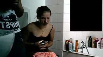 two nice girls in bathroom, Voyeur Collection, PissRIP